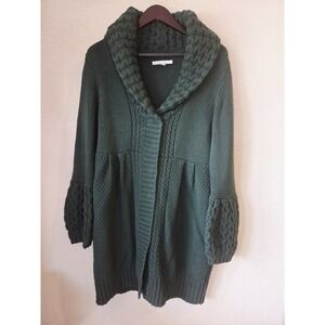 Old Navy Sweater Womens L Green Lambswool Crochet Open Knit Babydoll Y2K‎
